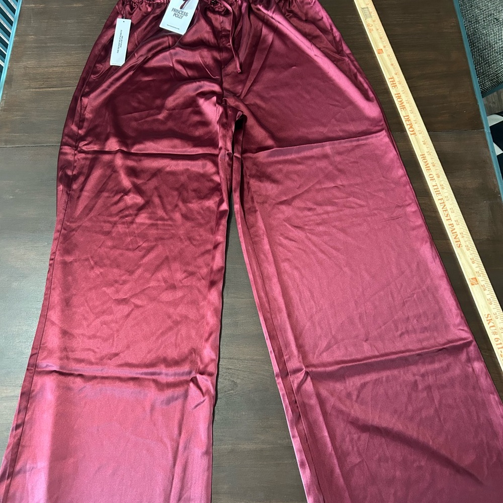 Princess Polly Burgundy Wide Leg Pants